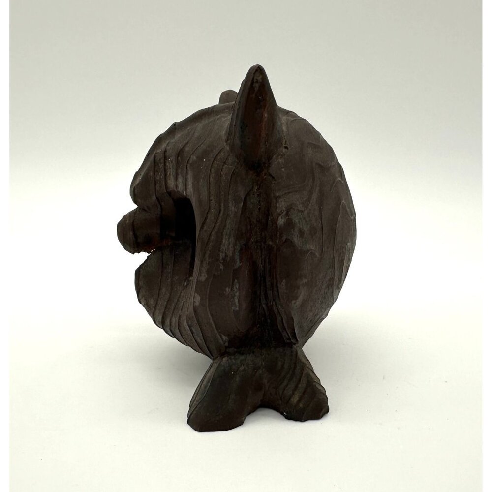 Vintage Owl Figurine Carved Wood Googly Eyes Mid Century Modern Kitsch Horned - Picture 2 of 9